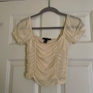 Corset-style puffed sleeve top
